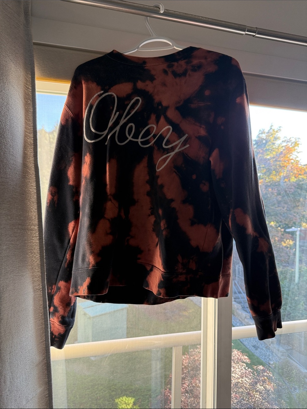 Obey Women's Tie-Dye Crewneck Sweatshirt - Black & Rust Orange